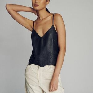 Marissa Webb Bristol Leather Eyelet Cut Adjustable Tank Top